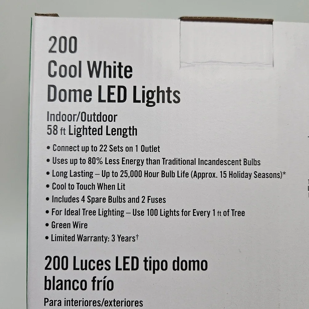Home Accents Holiday 200 Cool White Dome LED Lights 58 ft Green Wire In/Outdoor‎